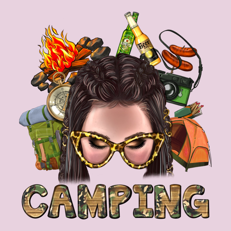 Camping Braid Hair Woman With Fire Bbs Ladies Tee by BundleAndBundleShop | Teevron