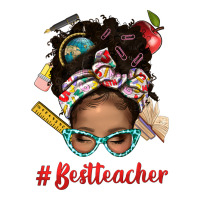 Afro Messy Bun Best Teacher With Leopard Glasses Bbs | Teevron
