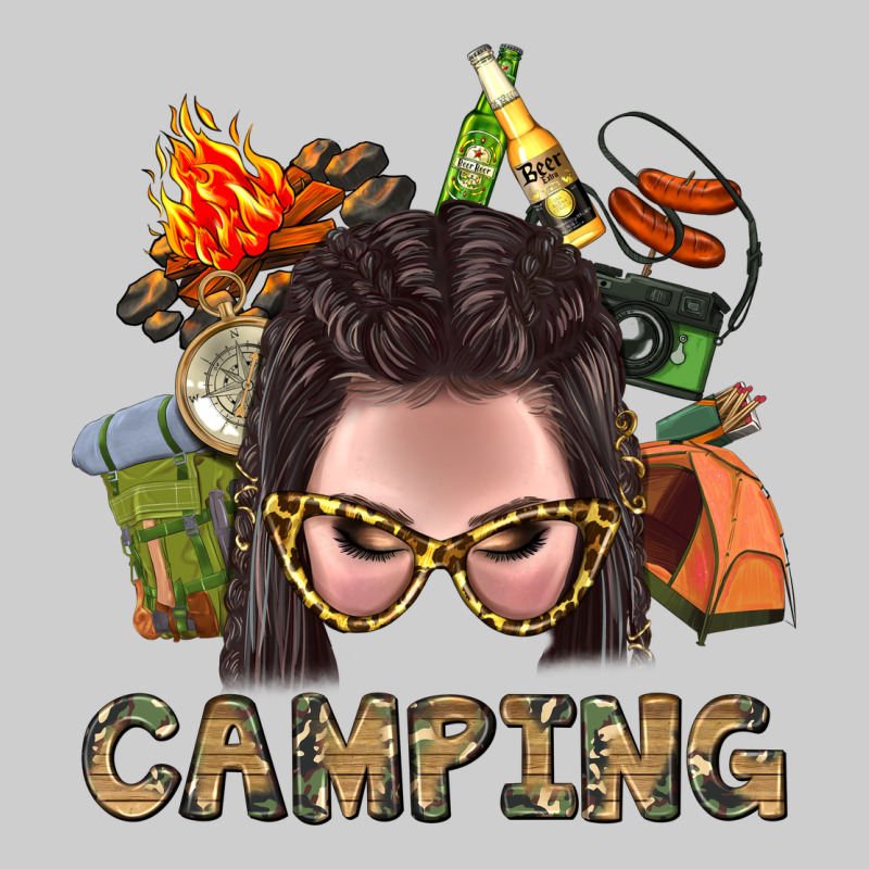 Camping Braid Hair Woman With Fire Bbs Premium Tee by BundleAndBundleShop | Teevron