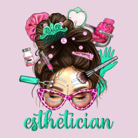 Esthetician Messy Bun With Pink Leopard Glasses Bbs Ladies Tee | Teevron