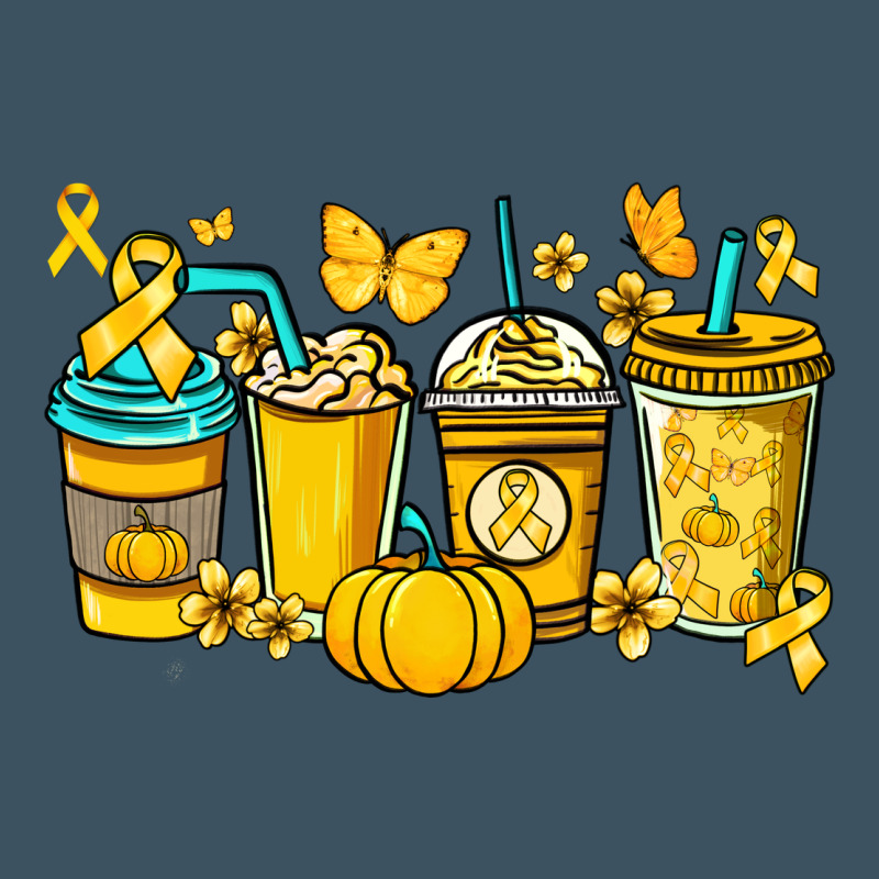 Childhood Cancer Coffee Cups Yellow Ribbon Urban Heavy Tee by NancyCooperArtShop | Teevron