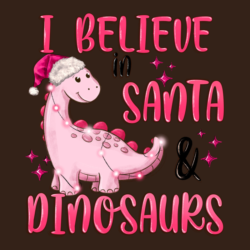 I Believe In Santa & Dinosaurs Pink Heavy Core Tee by MaliasSmallBusiness | Teevron