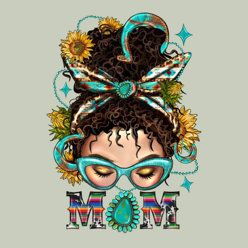 Western Messy Bun Mom With Sunflower Ladies Tee by BundleAndBundleShop | Teevron
