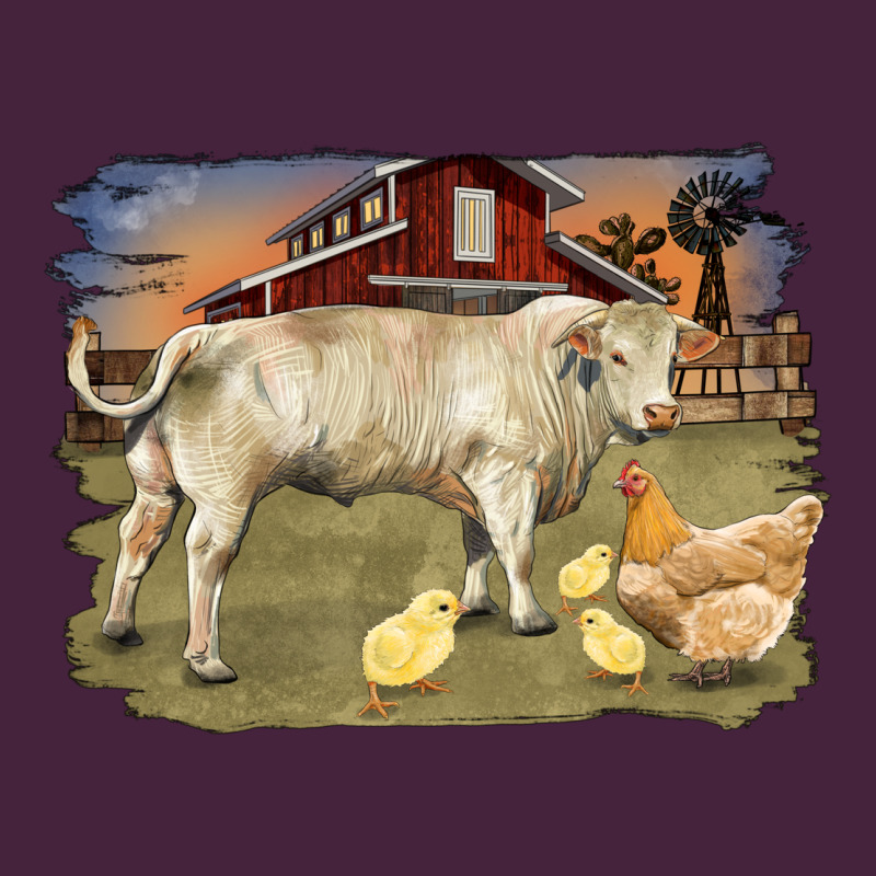 Charolaris Bull And Chicken In Barnyard Premium Tee by RanaPortraitStore | Teevron