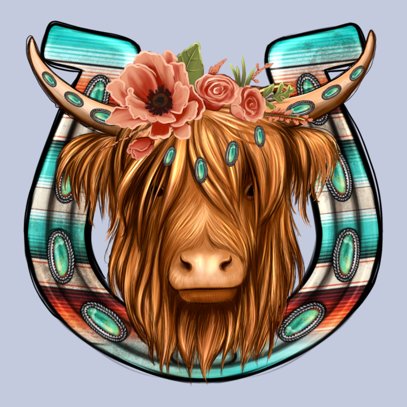 Highland Cow Serape Floral Headband Horseshoe Long Sleeve Tee by Jasminsmagicworld | Teevron