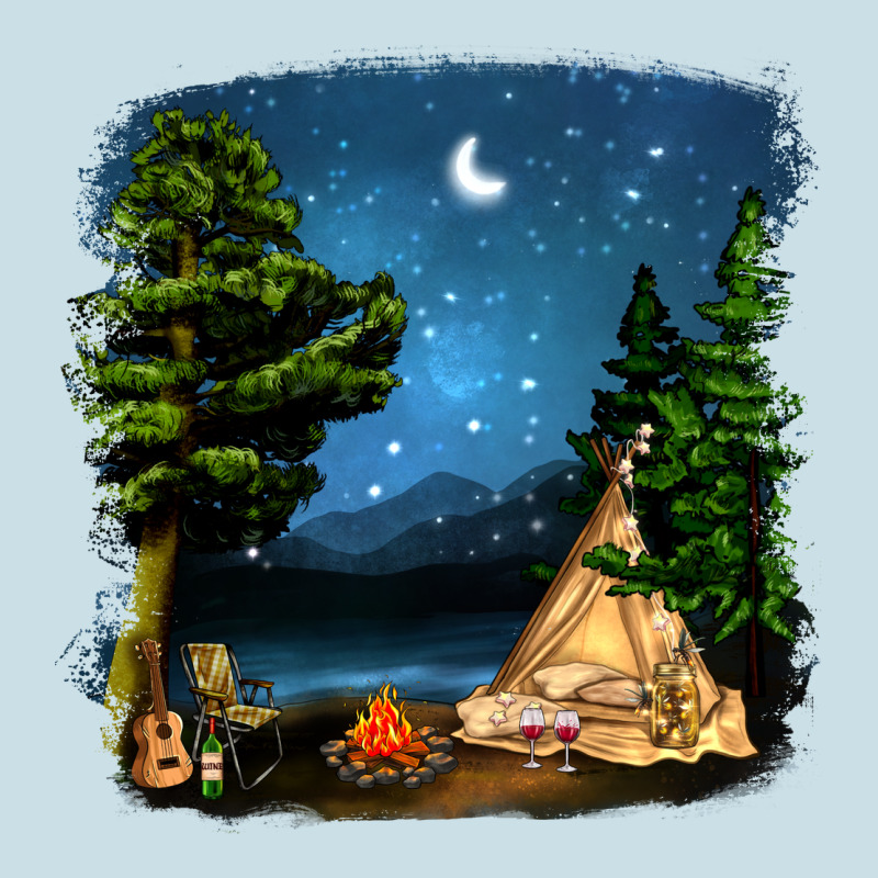 Night Glamping Camp With Wine Ladies Tee by BundleAndBundleShop | Teevron