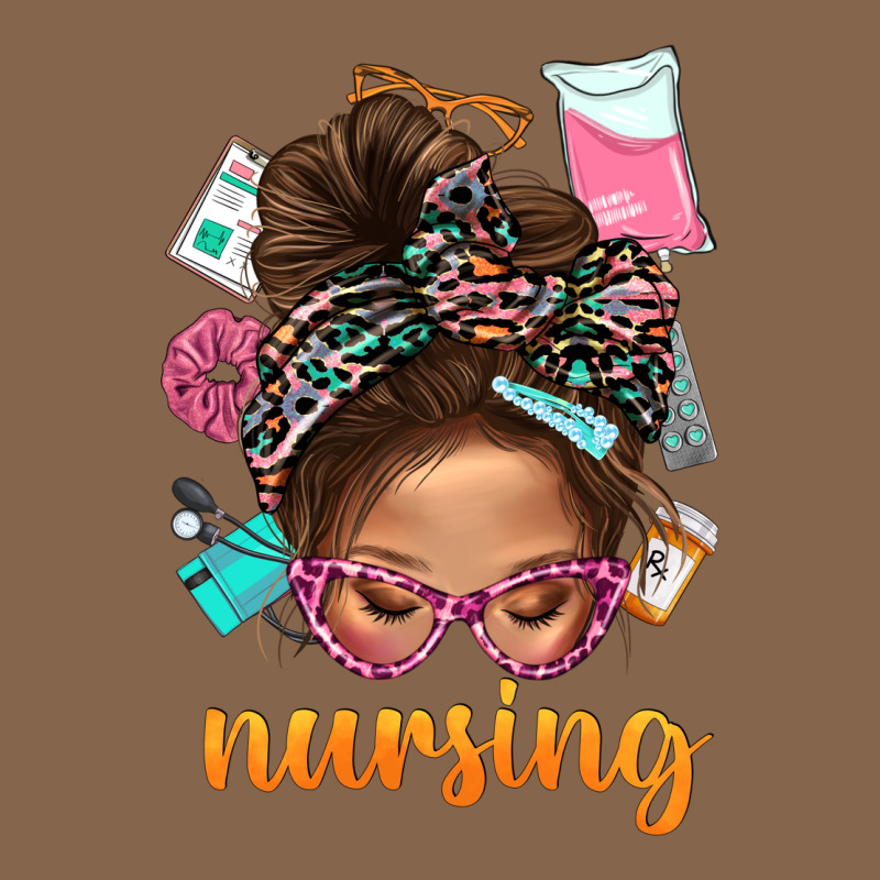 Messy Bun Nursing With Leopard Glasses Bbs Premium Tee by BundleAndBundleShop | Teevron