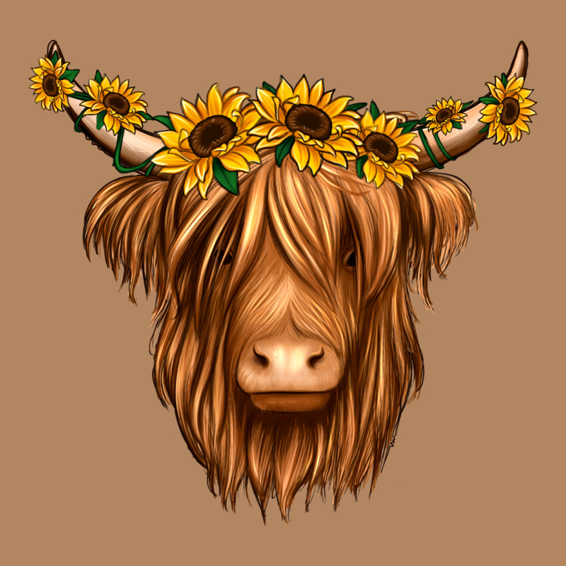 Sunflower Headband Highland Cow Long Sleeve Tee by Jasminsmagicworld | Teevron