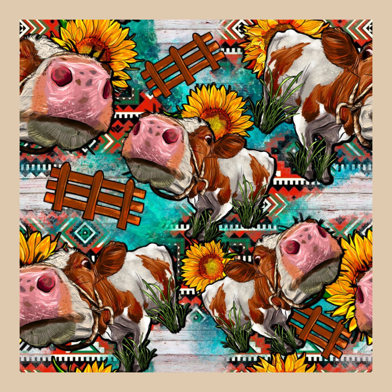 Cow With Aztec And Sunflowers Seamless Pattern Heavyweight Sweatshirt by FaDigitalArtStudio | Teevron