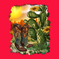 Western Boots With Cactus And Desert Classic Tee | Teevron