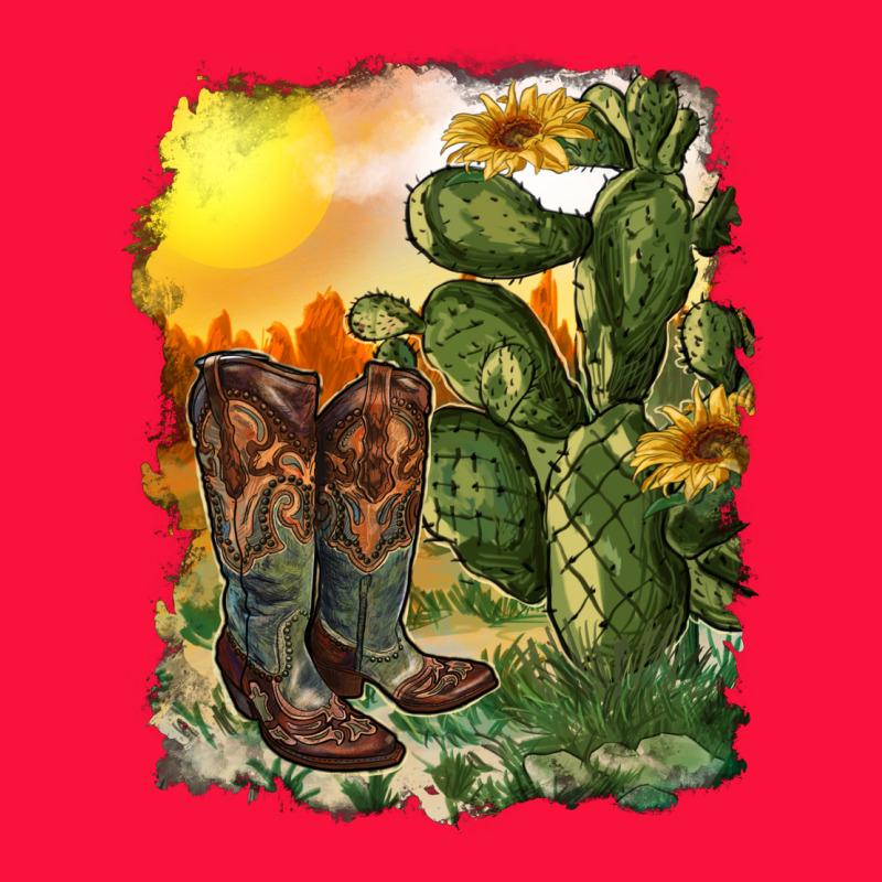 Western Boots With Cactus And Desert Classic Tee by RanaPortraitStore | Teevron