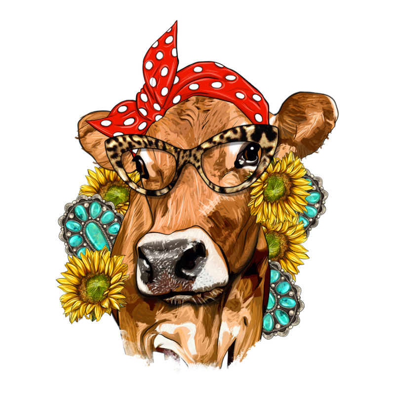 Western Cow With Sunflowers And Gemstone Urban Heavy Tee by texasbilliewilder | Teevron
