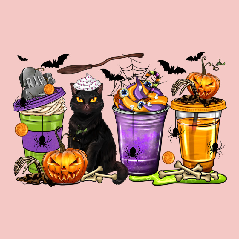 Halloween Cat Coffee Cups Urban Heavy Tee by texasbilliewilder | Teevron
