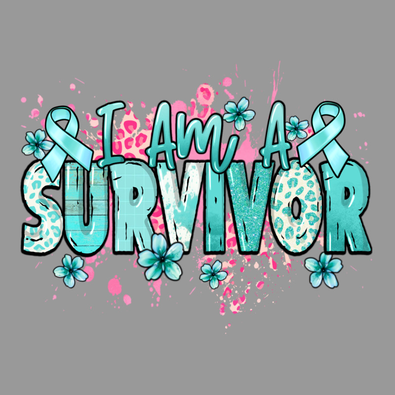I Am A Survivor Teal Ribbon Ovarian Cancer Vintage Hoodie by NancyCooperArtShop | Teevron