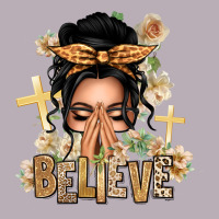 Black Hair Believe Praying Caucasian Messy Bun Vintage Tee | Teevron