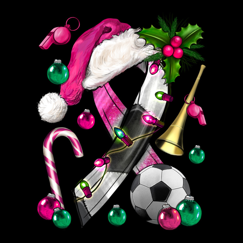 Pink Christmas Breast Cancer Ribbon Soccer Ladies Tee by BundleAndBundleShop | Teevron