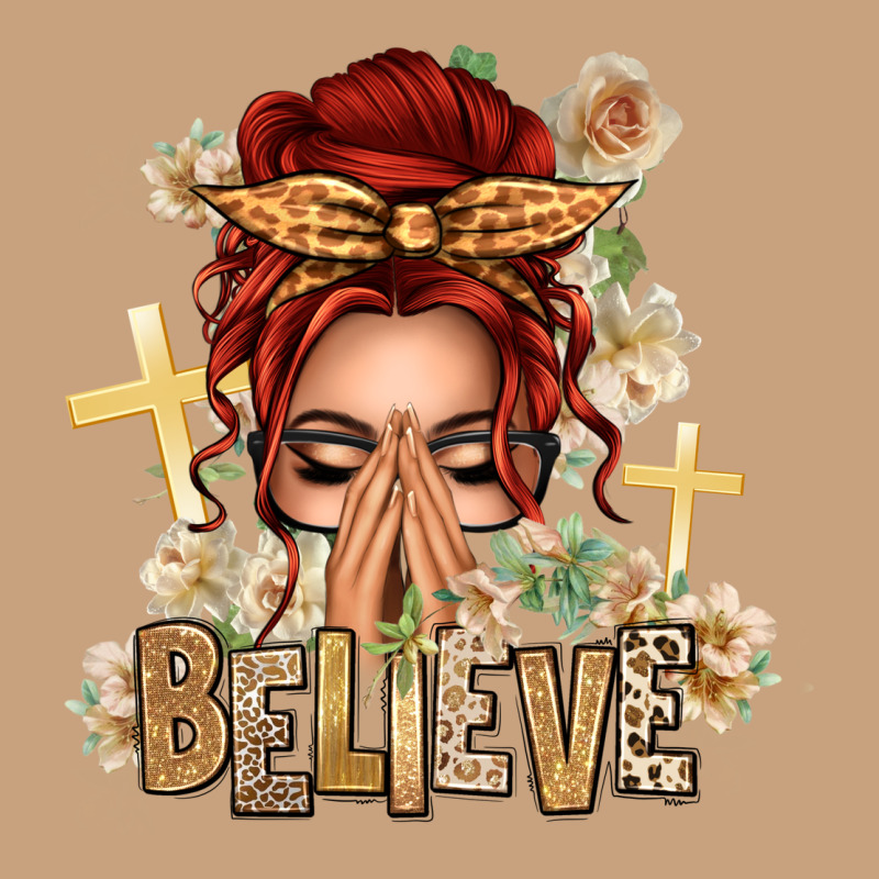 Red Hair Believe Praying Caucasian Messy Bun Vintage Tee by texasbilliewilder | Teevron