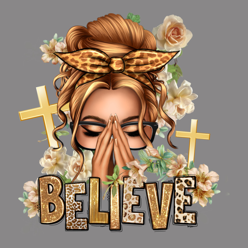 Blonde Hair Believe Praying Caucasian Messy Bun Vintage Tee by texasbilliewilder | Teevron