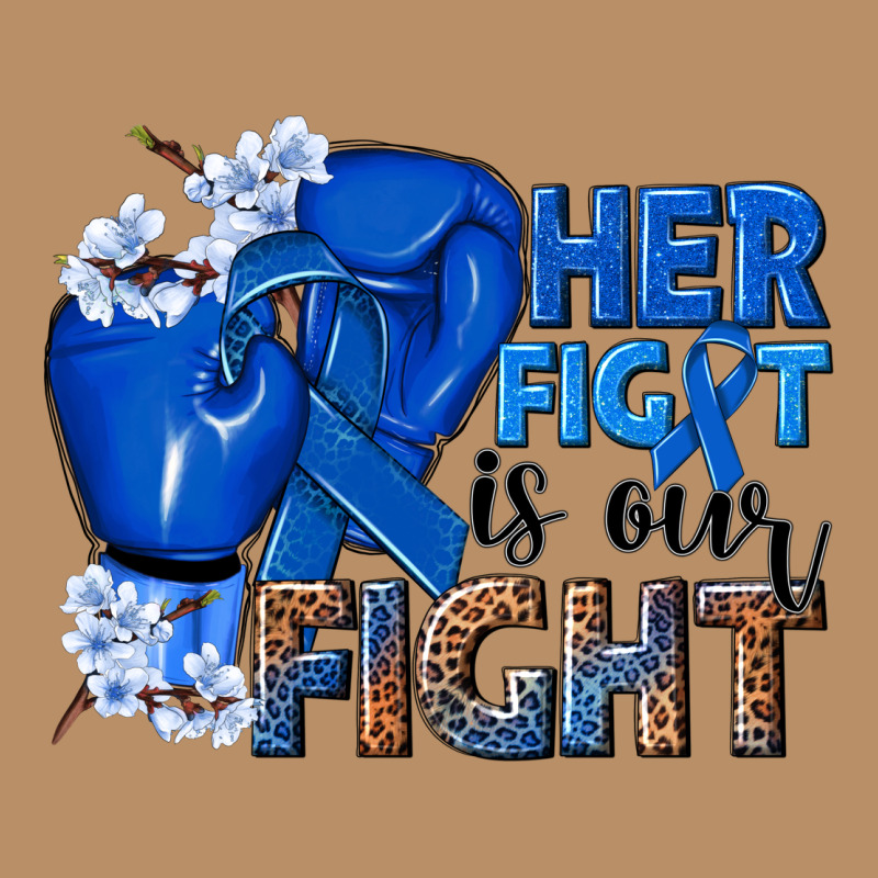 Her Fight Is Our Fight Colon Cancer Blue Ribbon Vintage Hoodie by NancyCooperArtShop | Teevron