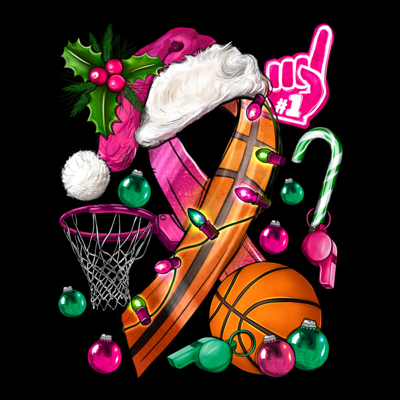 Pink Christmas Breast Cancer Ribbon Basketball Premium Tee by BundleAndBundleShop | Teevron