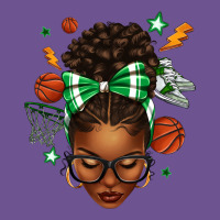 Afro Messy Bun Basketball Green Bow Vintage Tee | Teevron