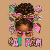 Afro Messy Bun Cat Mom Vintage Tee | Teevron
