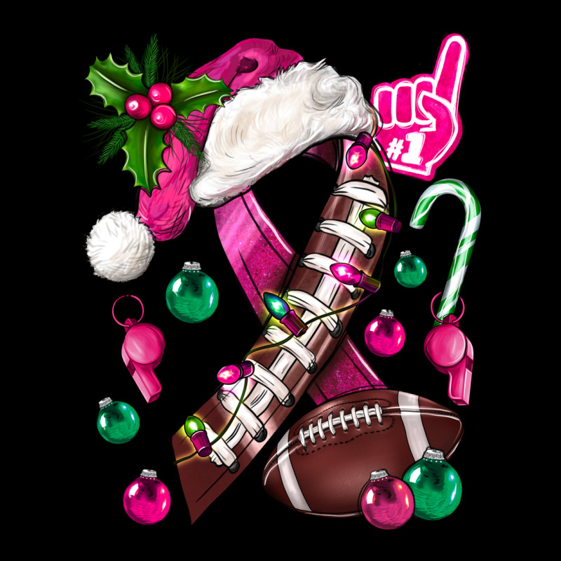 Pink Christmas Breast Cancer Ribbon Football Ladies Tee by BundleAndBundleShop | Teevron