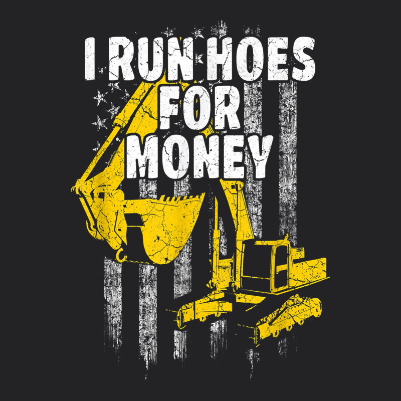 Heavy Equipment Operator I Run Hoes For Money Usa Flag T Shirt Vintage Tee by StudioElite | Teevron
