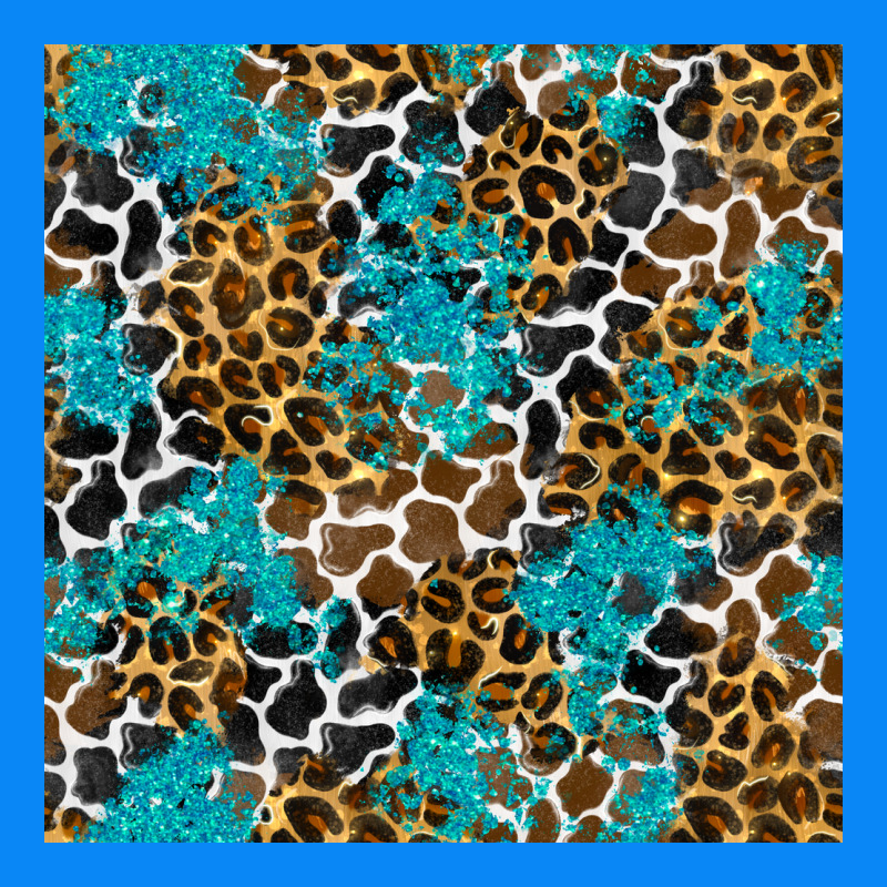 Turquoise Glitter Cowhide Leopard Seamless Pattern Zipper Hoodie by BundleAndBundleShop | Teevron