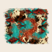Aztec Turquoise Glitter Cowhide  Tooled Leather Ba Zipper Hoodie | Teevron