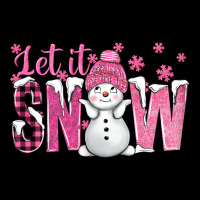 Pink Let It Snow With Cute Snowman Ladies Tee | Teevron