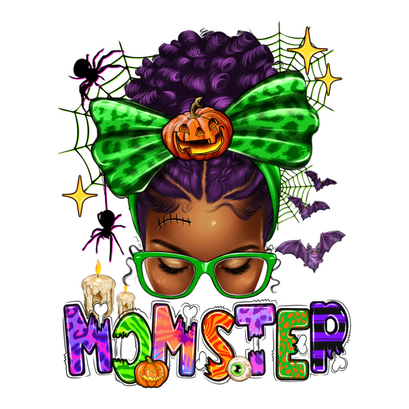 Halloween Afro Messy Bun Momster Urban Heavy Tee by texasbilliewilder | Teevron