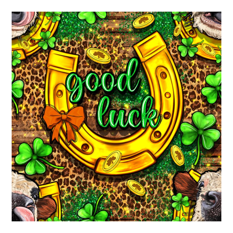 St. Patricks Good Luck With Cow Digital Paper Ladies Tee by BundleAndBundleShop | Teevron