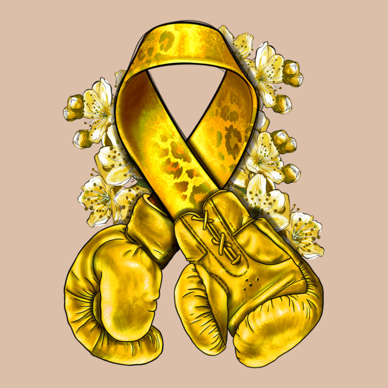 Childhood Cancer Yellow Ribbon With Boxing Gloves Urban Heavy Tee by NancyCooperArtShop | Teevron