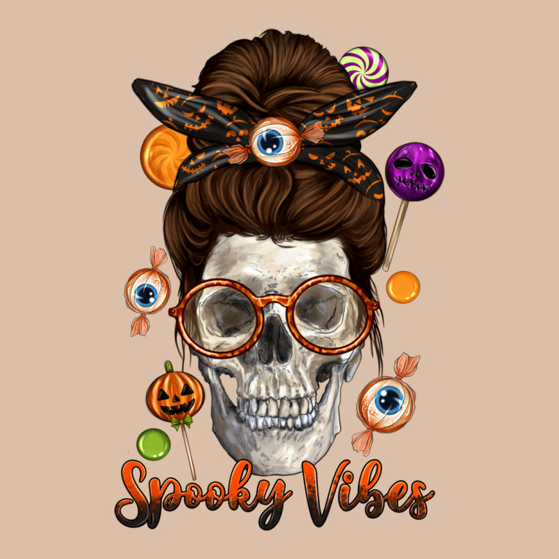 Spooky Vibes Skull Messy Bun Urban Heavy Tee by texasbilliewilder | Teevron