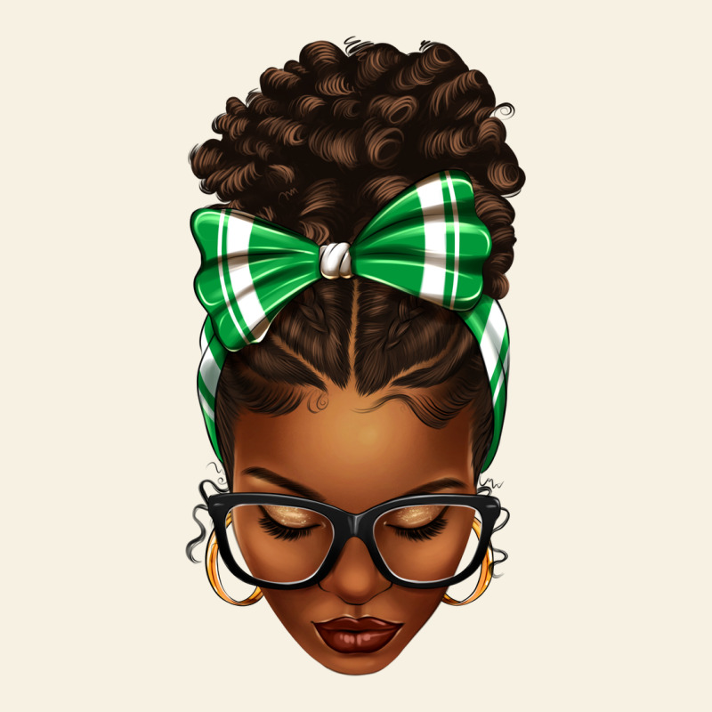 Afro Messy Bun Green And White Bow Vintage Tee by texasbilliewilder | Teevron