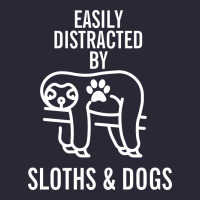 Easily Distracted By Sloths And Dogs Funny Sloth Quote Paw Print Vintage Tee | Teevron