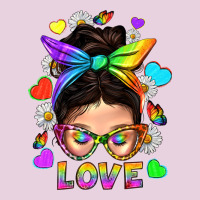 Lgbtq+ Messy Bun Mum Love With Hearts Ladies Tee | Teevron