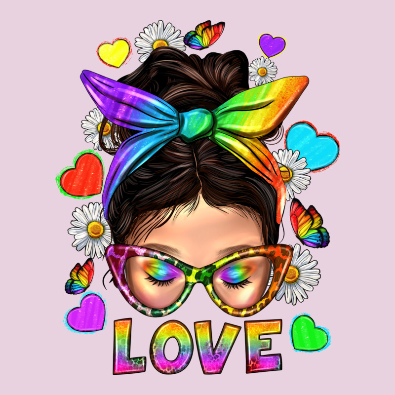 Lgbtq+ Messy Bun Mum Love With Hearts Ladies Tee by BundleAndBundleShop | Teevron