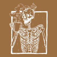 Distressed Skeleton Vintage Smiling Skull Drinking Coffee Vintage Tee | Teevron