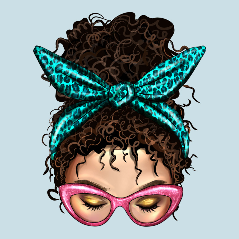 Messy Curly Bun Mom With Leopard Bandana Ladies Tee by BundleAndBundleShop | Teevron