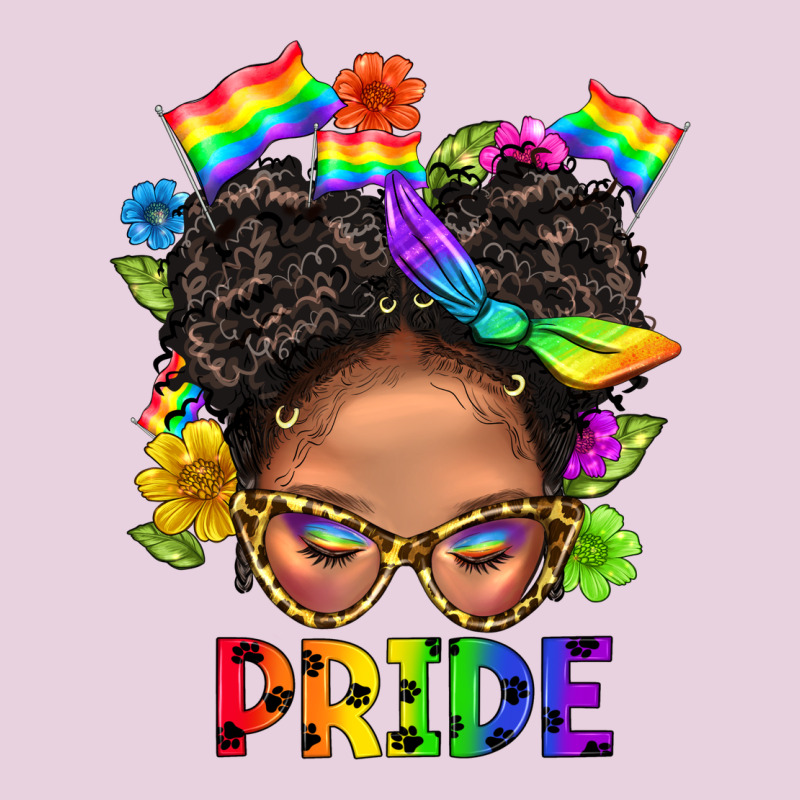 Lgbtq+ Messy Bun Mom Pride With Flower Ladies Tee by BundleAndBundleShop | Teevron