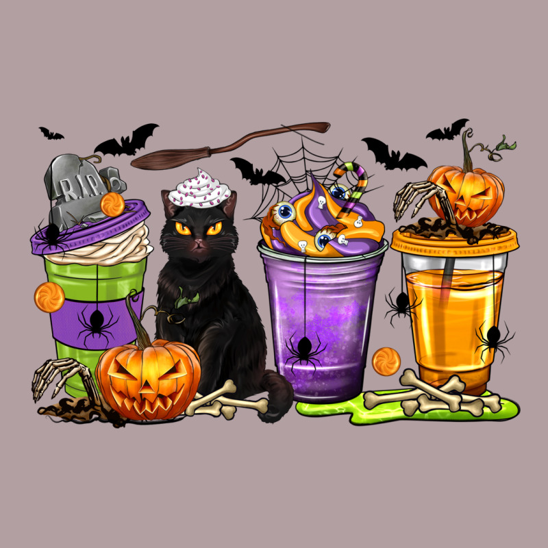 Halloween Cat Coffee Cups Vintage Hoodie by texasbilliewilder | Teevron