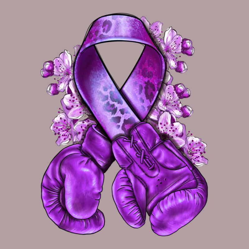 Purple Ribbon With Boxing Gloves Vintage Hoodie by NancyCooperArtShop | Teevron