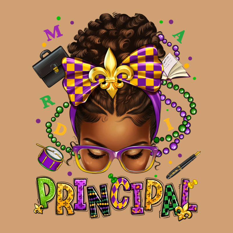 Mardi Gras Principal Afro Messy Bun Vintage Tee by texasbilliewilder | Teevron