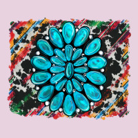 Cowhide And Serape Gemstone Background Ladies Tee | Teevron
