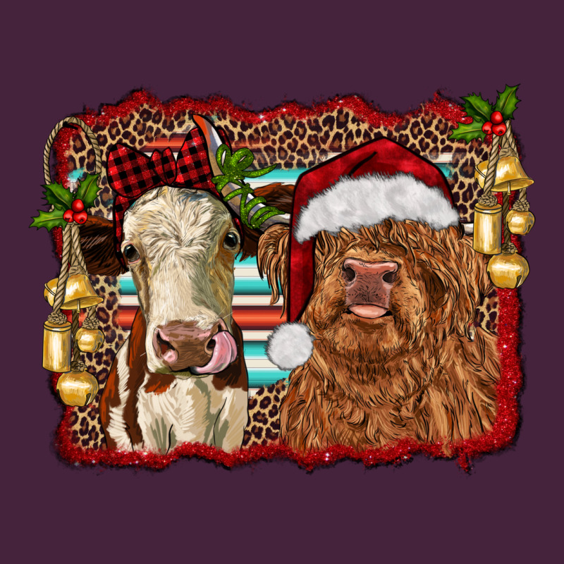 Christmas Heifer And Highland Cow With Serape Background Premium Tee by RanaPortraitStore | Teevron