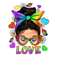 Lgbtq+ Messy Bun Mum Love With Hearts Premium Tee | Teevron