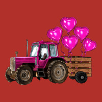 Valentines Day Pink Tractor With Pink Heart Balloo Premium Hoodie | Teevron