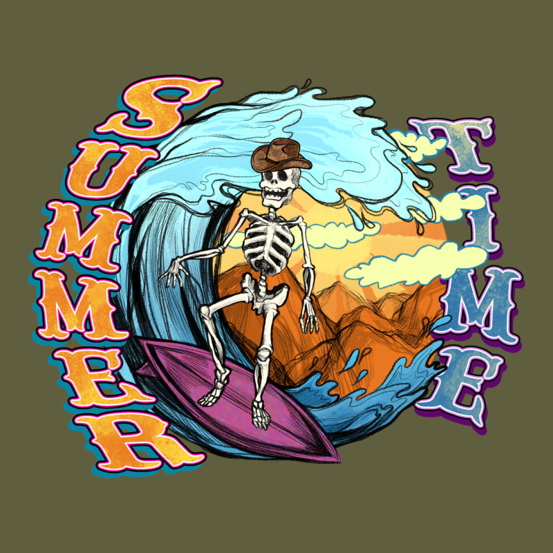 Summer Time Skeleton Surfing Vintage Tee by NancyCooperArtShop | Teevron